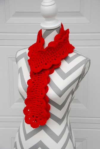 Festive Scalloped Scarf crocheted by Jeanne Steinhilber
