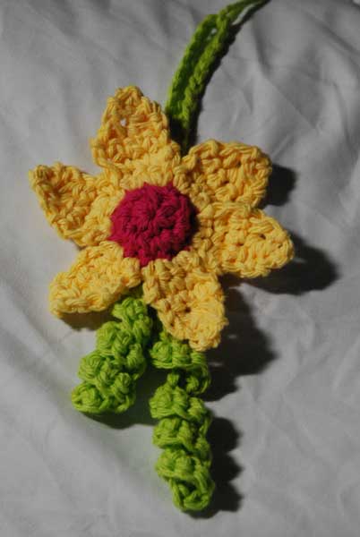 Crocheted Flower Luggage Tag by Jeanne Steinhilber