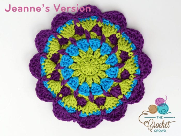 Crochet Raised Twist Mandala, Crocheted by Jeanne Steinhilber