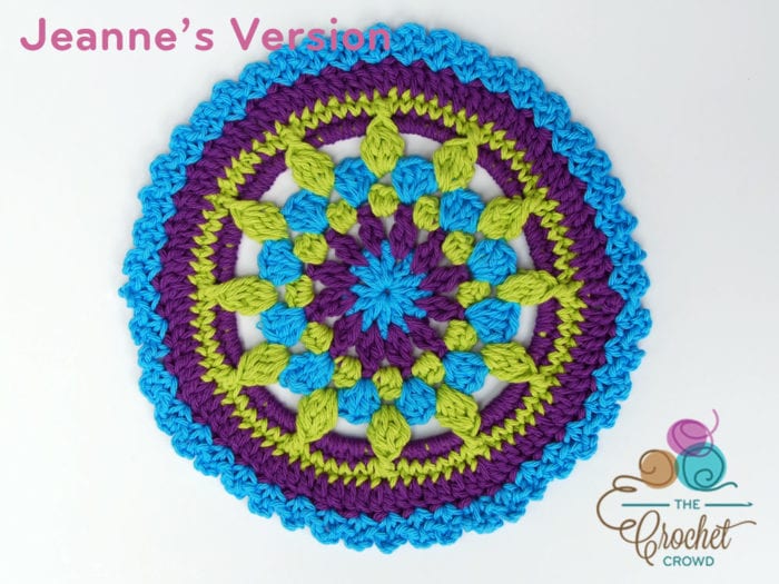 Crochet Sunrise Mandala crochted by Jeanne Steinhilber