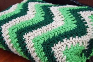 Crocheted Textured Chevron Throw Afghan by Jeanne Steinhilber