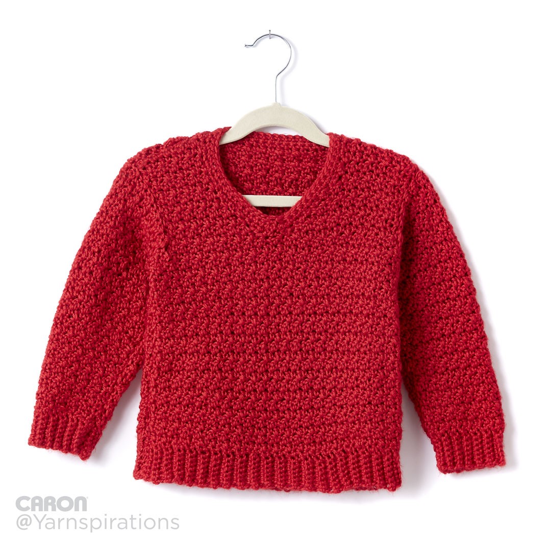 Child Sized: Crochet V-Neck Sweater