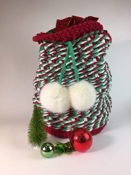 Crochet Candy Cane Santa Bag