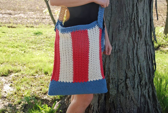 Crochet Patriotic Summer Tote Bag by Jeanne Steinhilber
