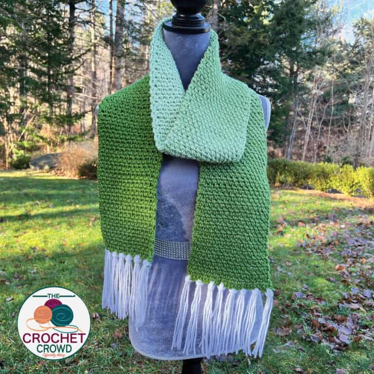 Free Red Heart Crochet Green Apple Transition Scarf Pattern With