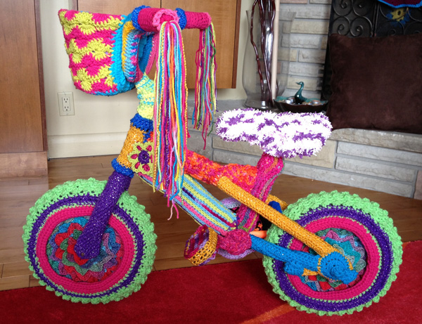 Yarn Bomb Bike, After Photo