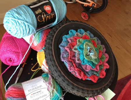 Crochet As You go, Yarn Bomb Hub Cap