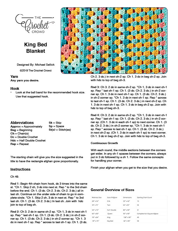 How To Crochet Rectangle Granny Afghans All Sizes Pattern Tutorial The Crochet Crowd