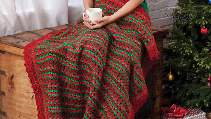 Holiday Striped Christmas Afghan Pattern