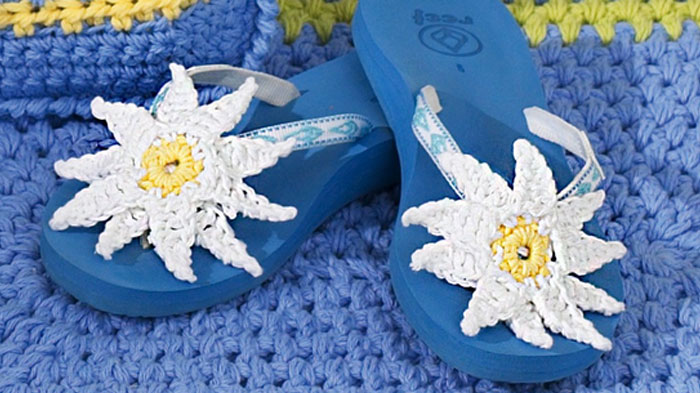 Crochet Flower Flip Flops