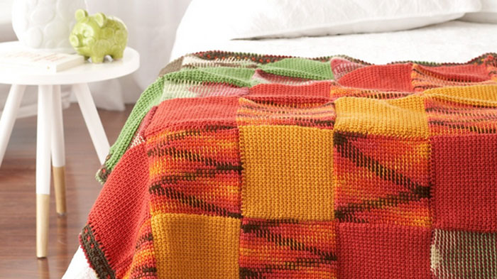 Tunisian Woven Blocks Throw