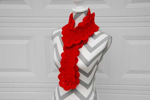 Festive Scalloped Scarf crocheted by Jeanne Steinhilber