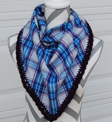 Flannel Scarf with Crochet Edging by Jeanne Steinhilber