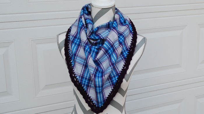 Flannel Scarf with Crochet Edging by Jeanne Steinhilber