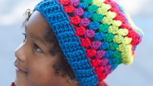 Crochet Rainbow Granny Stripes Hat Pattern