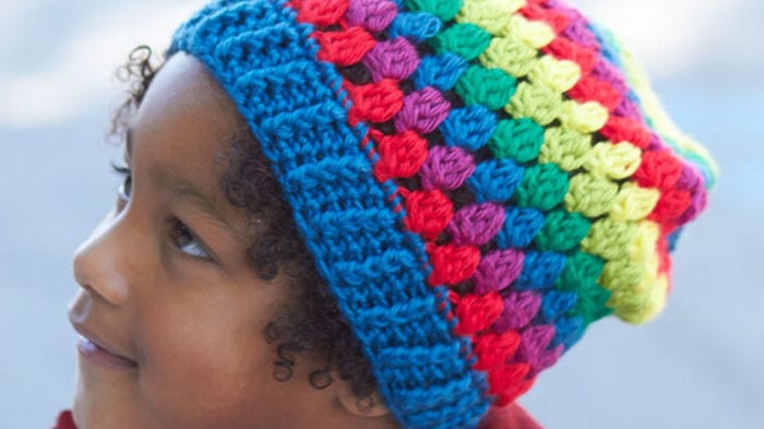 Crochet Rainbow Granny Stripes Hat Pattern