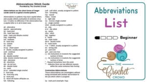 Crochet Abbreviations List