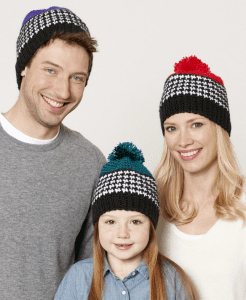 Crochet Houndstooth Family Hats Pattern