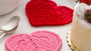 Crochet Heart Coasters Pattern