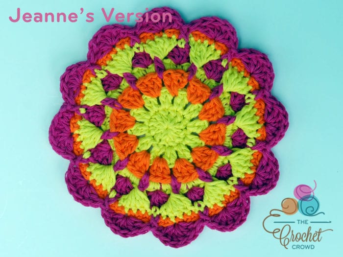 Crochet Raised Twist Mandala, Crocheted by Jeanne Steinhilber