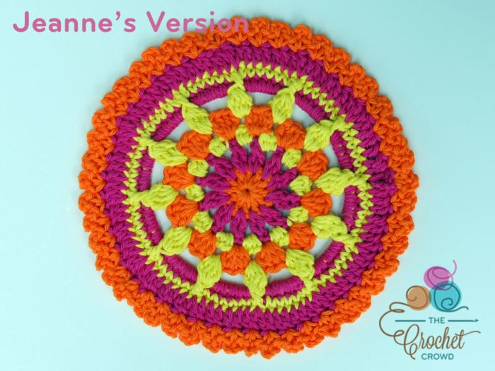 Crochet Sunrise Mandala crochted by Jeanne Steinhilber