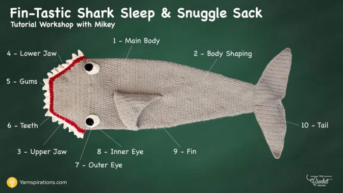 shark snuggle sack pattern