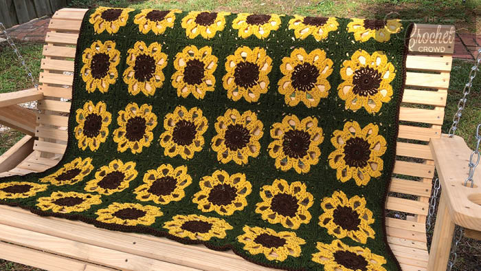 Crochet Vintage Sunflower Throw Pattern