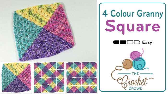 Crochet 4 Colour Granny Square Afghan Pattern