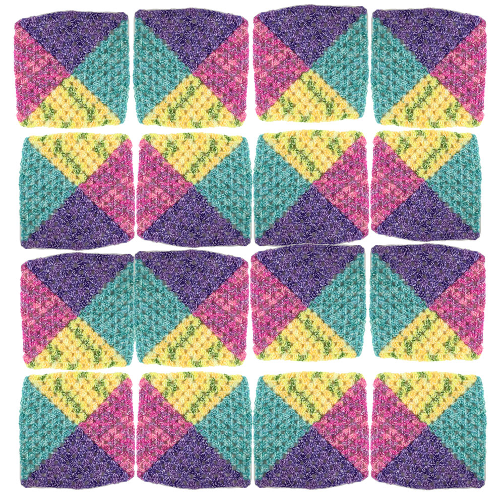 4 Colour Granny Square Afghans