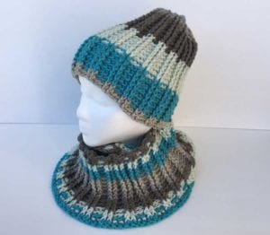 Winter Accessories  Fringed Cowl  Matching Set  Hat  Crocheted  Winter Cowl and Hat