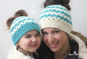 Crochet Mommy and Me Messy Bun Hats