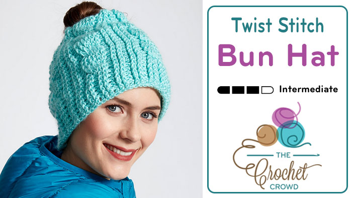 Crochet Twist Stitch Messy Bun Hat