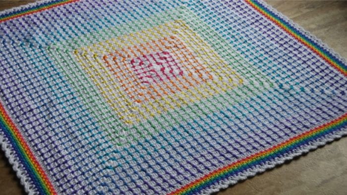 Crochet Rainbow Baby Blanket by Jeanne Steinhilber