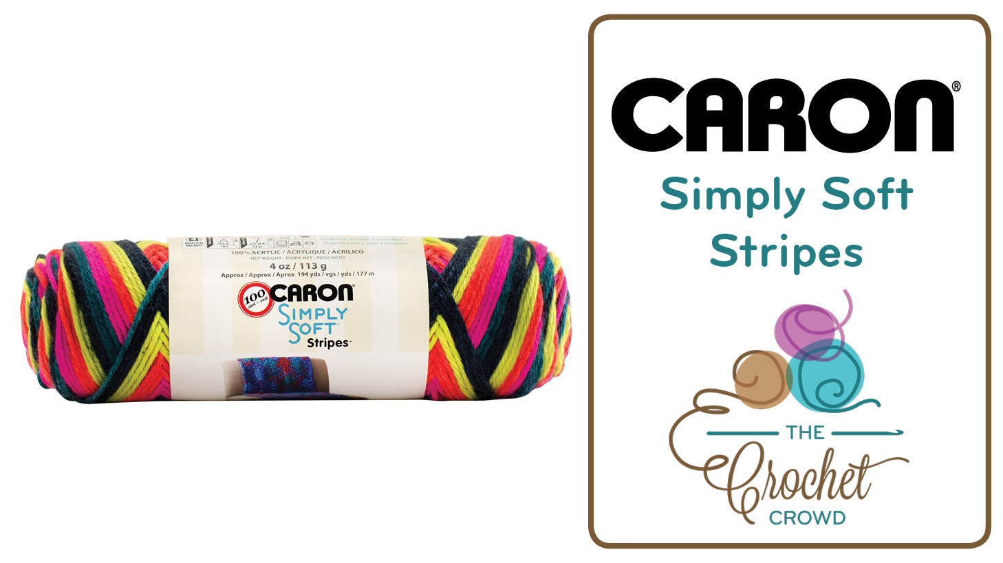 Caron Simply Soft Party Yarn 3 Skeins, Gauge 4 Medium Worsted