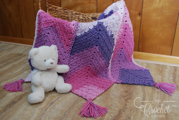 Crochet Triple Mitered MG Baby Blanket by Jeanne Steinhilber