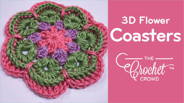 Crochet 3D Flower Coasters