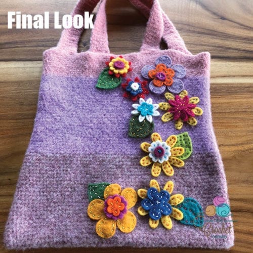 Crochet Happy Felted Flower Bag | The Crochet Crowd