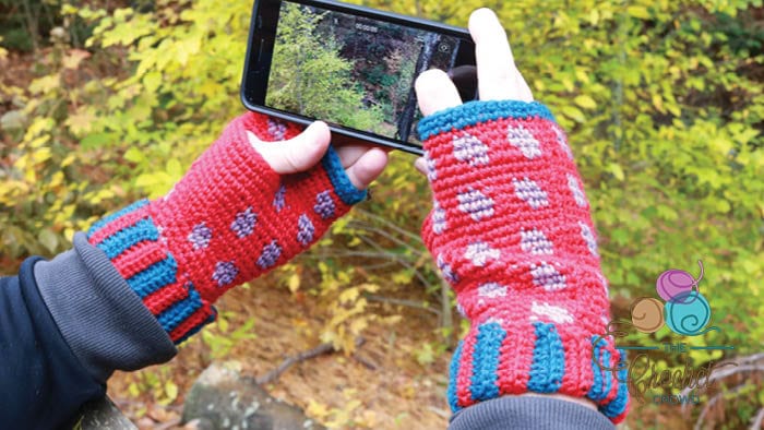 Crochet Fair Isle Texting Fingerless Gloves