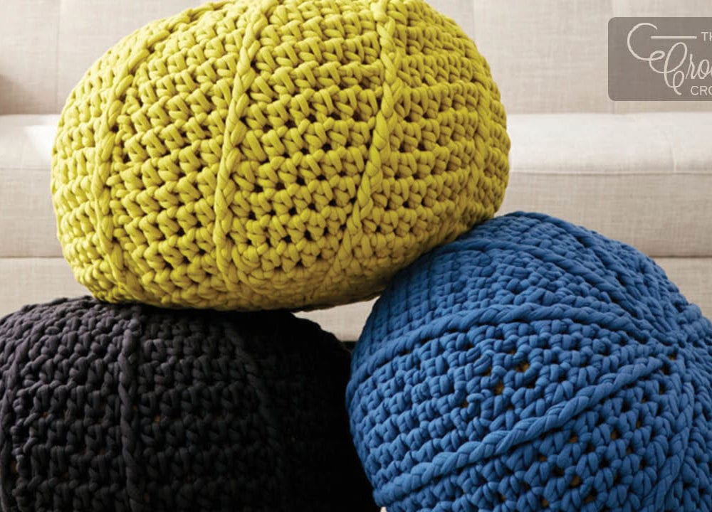Crochet Ridge Stitch Pouf