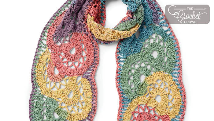 Crochet Calico Flowers Scarf