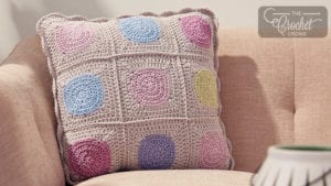 Crochet Circle in the Square Pillow