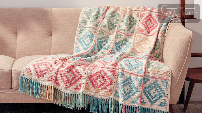 Crochet Diamond Blocks Blanket