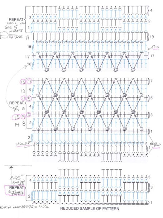 Crochet Diagram - Tassel Pillow with Caron Cotton Cakes