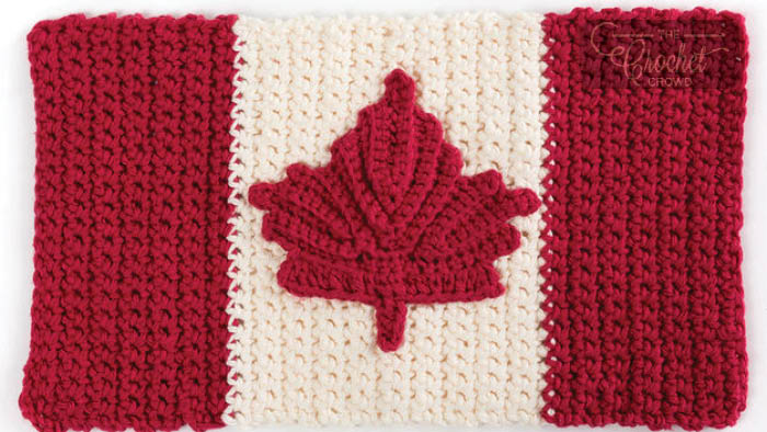 Crochet Canadian Maple Leaf Flag Dishcloth Pattern