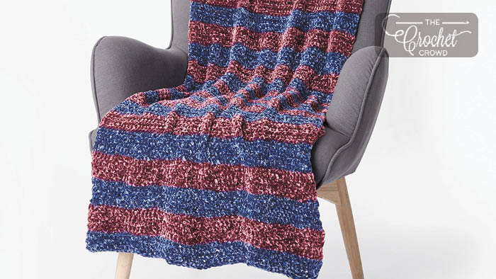Crochet Bernat Velvet Striped Blanket Pattern