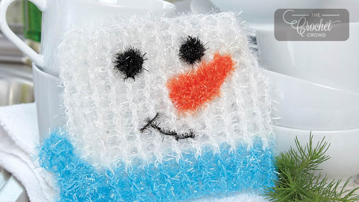 Crochet Snowman Scrubby Dishcloth