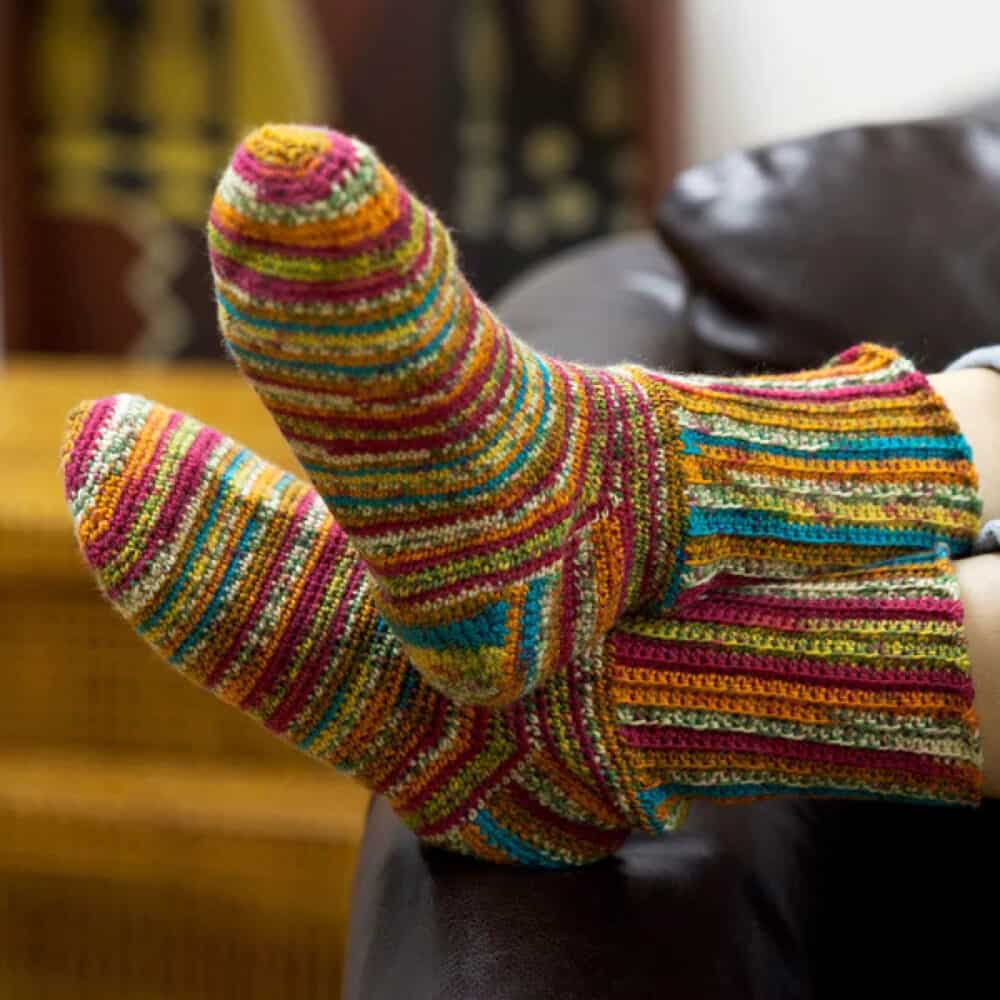 Crochet Colorful Sock Pattern for Adults
