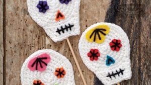 Crochet Sugar Skulls on Sticks