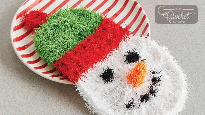 Crochet Scrubby Snowman Dishcloth