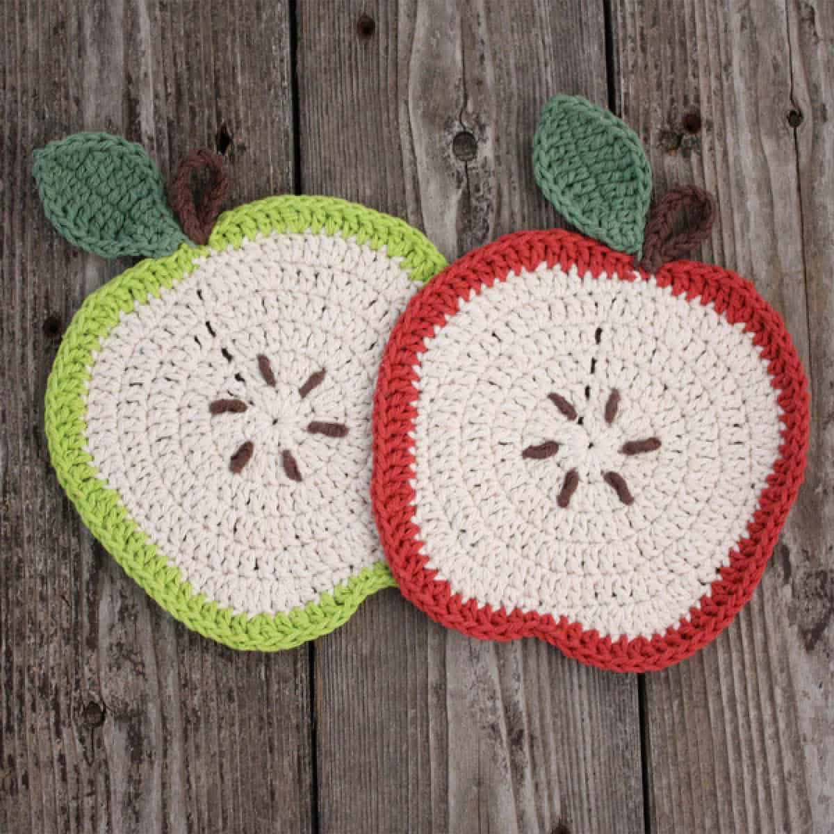 Crochet Apple A Day Dishcloth Pattern